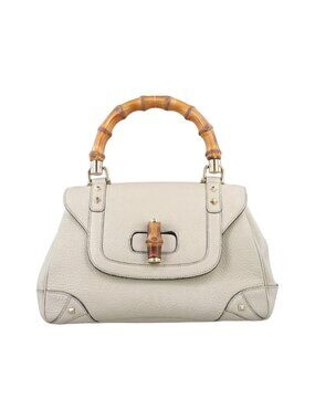 Gucci Bamboo White Leather Handbag